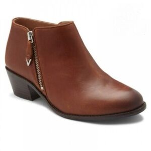 Vionic Women’s Brown Leather Side-Zip Ankle Bootie EUC